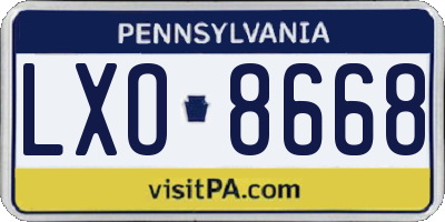 PA license plate LXO8668