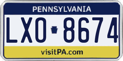 PA license plate LXO8674