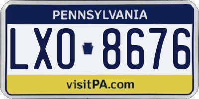 PA license plate LXO8676