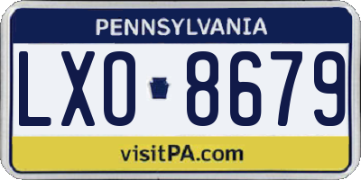 PA license plate LXO8679