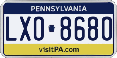 PA license plate LXO8680