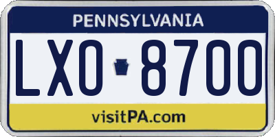 PA license plate LXO8700