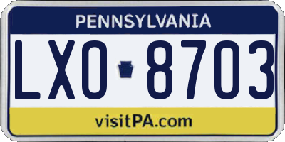 PA license plate LXO8703