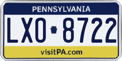 PA license plate LXO8722