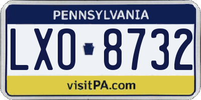 PA license plate LXO8732