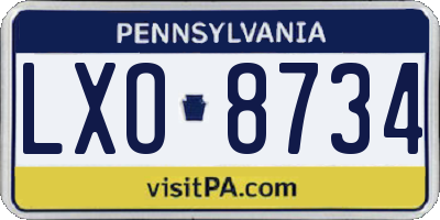 PA license plate LXO8734