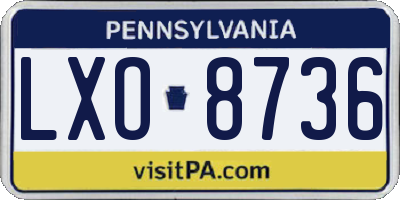 PA license plate LXO8736