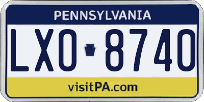 PA license plate LXO8740