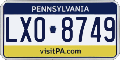 PA license plate LXO8749