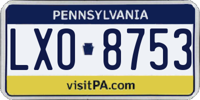 PA license plate LXO8753