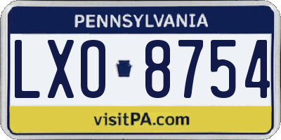 PA license plate LXO8754
