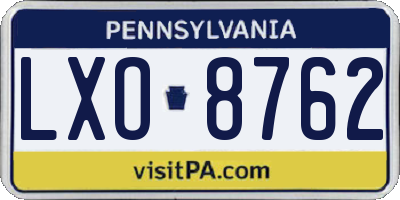 PA license plate LXO8762