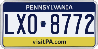 PA license plate LXO8772