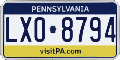 PA license plate LXO8794