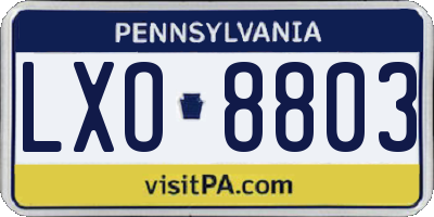 PA license plate LXO8803