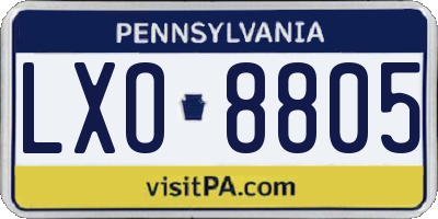 PA license plate LXO8805