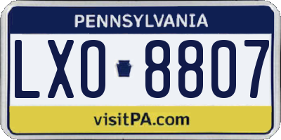 PA license plate LXO8807