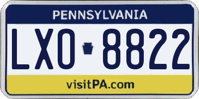 PA license plate LXO8822