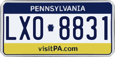 PA license plate LXO8831
