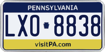 PA license plate LXO8838