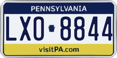 PA license plate LXO8844