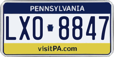 PA license plate LXO8847