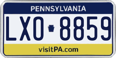 PA license plate LXO8859