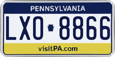 PA license plate LXO8866
