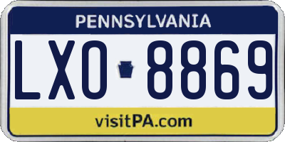 PA license plate LXO8869