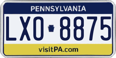 PA license plate LXO8875