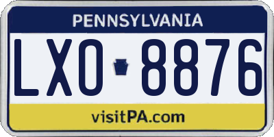 PA license plate LXO8876