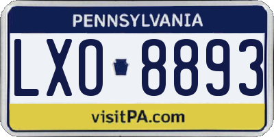 PA license plate LXO8893