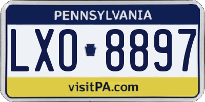 PA license plate LXO8897