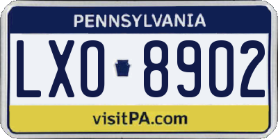 PA license plate LXO8902