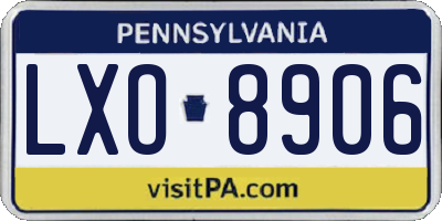 PA license plate LXO8906