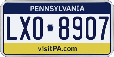 PA license plate LXO8907