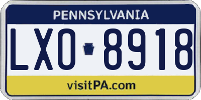 PA license plate LXO8918