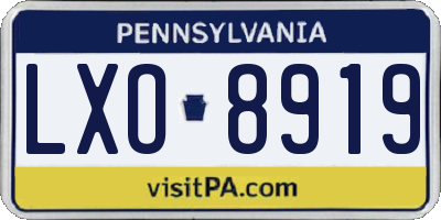 PA license plate LXO8919