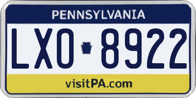 PA license plate LXO8922