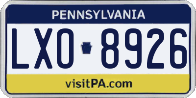 PA license plate LXO8926