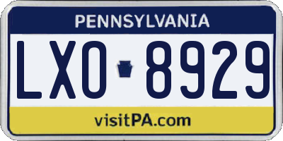 PA license plate LXO8929