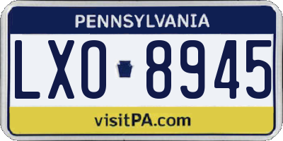 PA license plate LXO8945