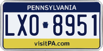 PA license plate LXO8951