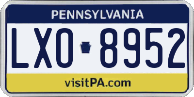 PA license plate LXO8952