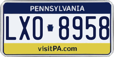 PA license plate LXO8958
