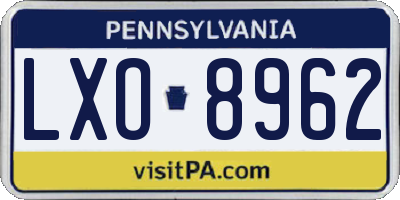 PA license plate LXO8962