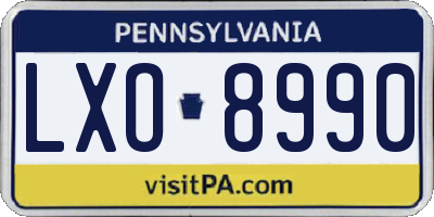 PA license plate LXO8990