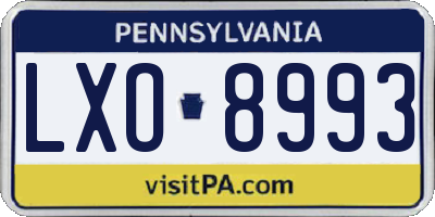 PA license plate LXO8993