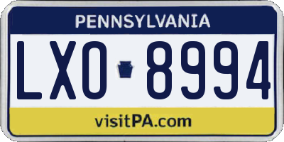 PA license plate LXO8994