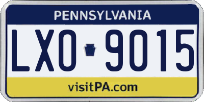 PA license plate LXO9015